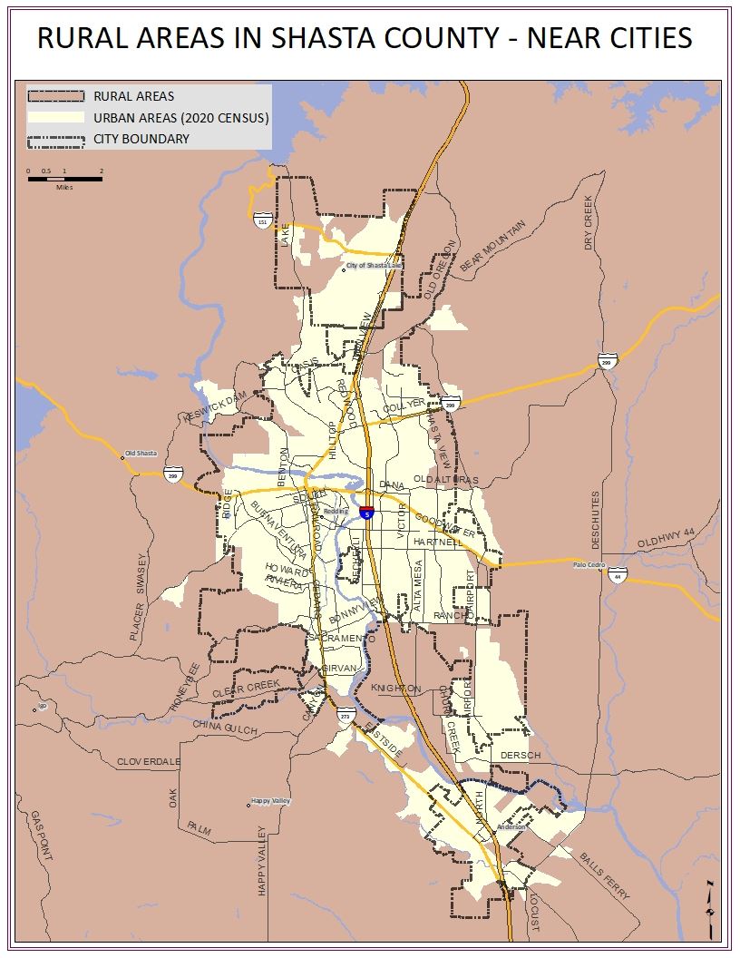 Urban areas in Shasta County